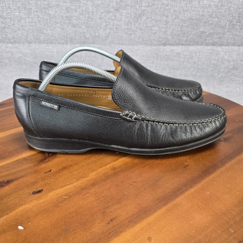 Mephisto Mens 1426 Black Leather Slip On Loafers Air-Relax Shoes Size US 9